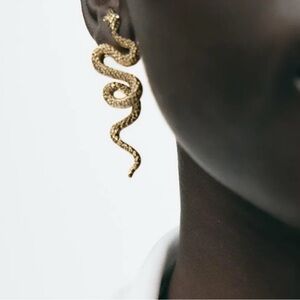 Gold Snake Drop Earrings – Statement Serpent Earrings